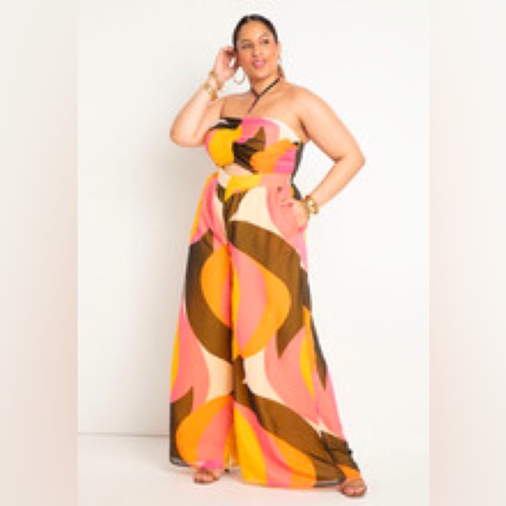 Eloquii Halter Wide Leg Jumpsuit